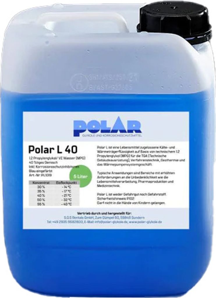 Polar L-MPG Glykol Frostschutzmittel, Propylenglykol 40% Gemisch 5 Liter