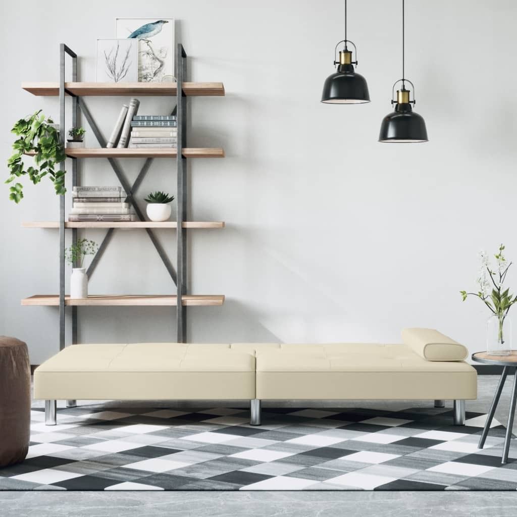 Möbel Schlafsofa mit Getränkehaltern Creme Kunstleder - Klassische Sofas 351927