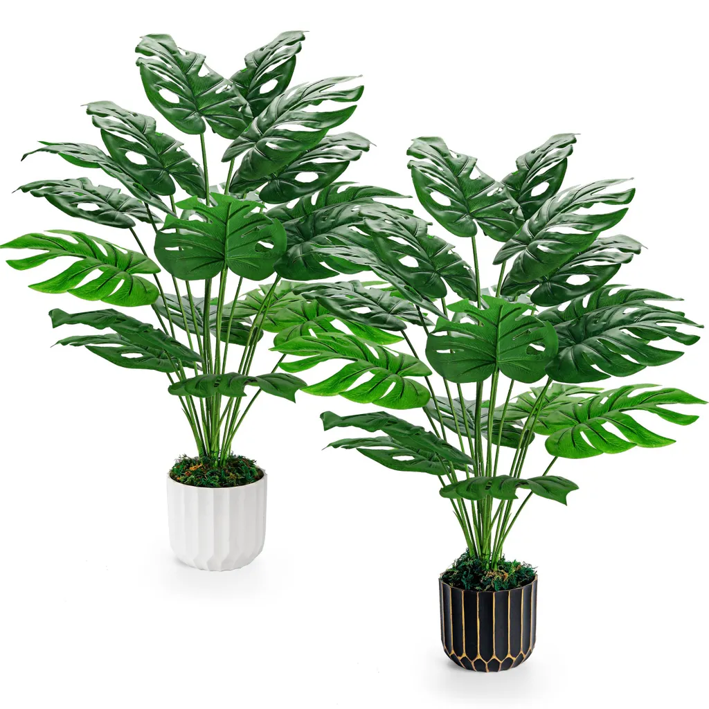 2 Faux Monstera 71cm : solution déco durable sans entretien pour intérieur