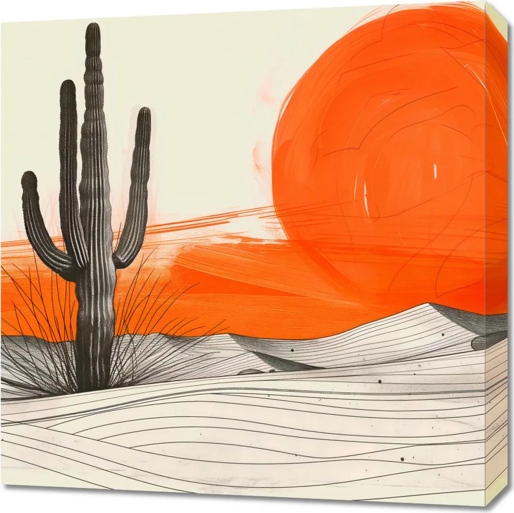 Quadro Saguaro 60x60cm - Soluzione Arredo Rapida per Case Moderne - 1