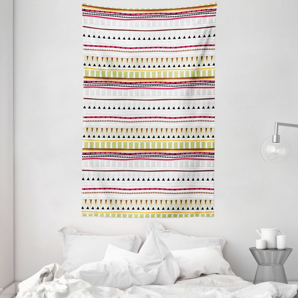 ABAKUHAUS Stammes Wandteppich und Tagesdecke, Triangles Linien aus Weiches Mikrofaser Stoff Waschbar ohne Verblassen Digitaldruck, 140 x 230 cm, Me...