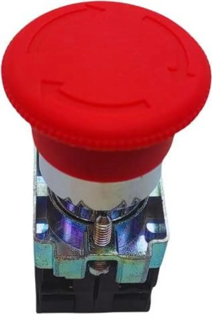 Bouton d'arrêt d'urgence type champignon 2xNC argenté pour sécurité