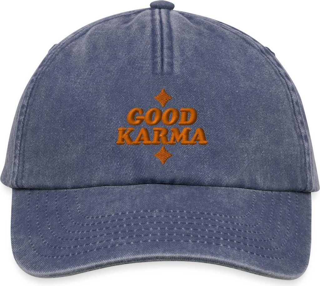 Spreadshirt Good Karma Positives Retro Motiv Mit Sternen Vintage Cap, One size, Vintage Denim