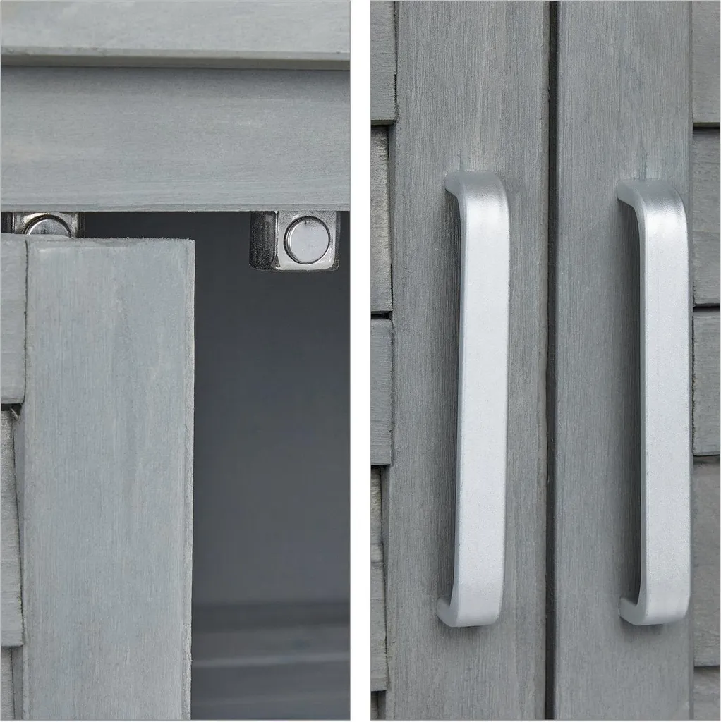 Armoire de jardin grise à 3 compartiments : Rangement extérieur idéal - 7