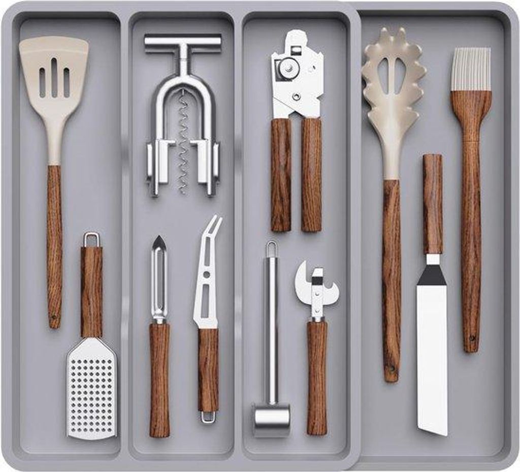 Famanu Besteck-Organizer Verstellbar - Ausziehbar, Platzsparend, BPA-frei