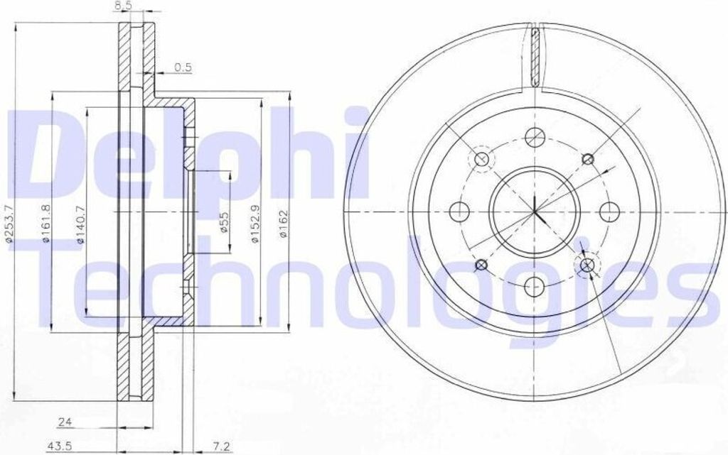 2x DELPHI Bremsscheibe BG4019 für KIA RIO Kombi (DC) RIO Produktbild 