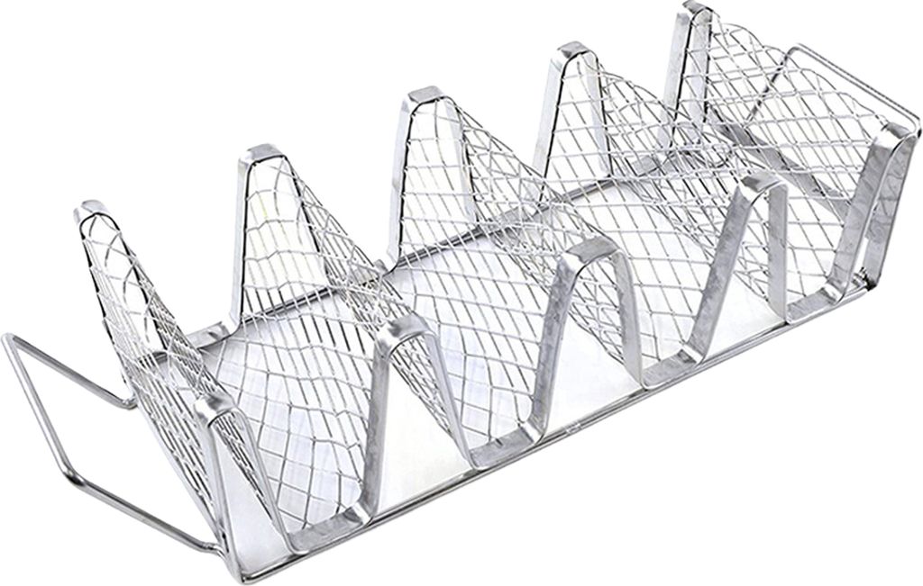 Taco-Halter aus Edelstahl, Taco-Schalenhalter-Ständer zum Backen im Ofen, rostfreie Taco-Tablettplatten, bietet Platz für 4 Tacos, Gestell für k...