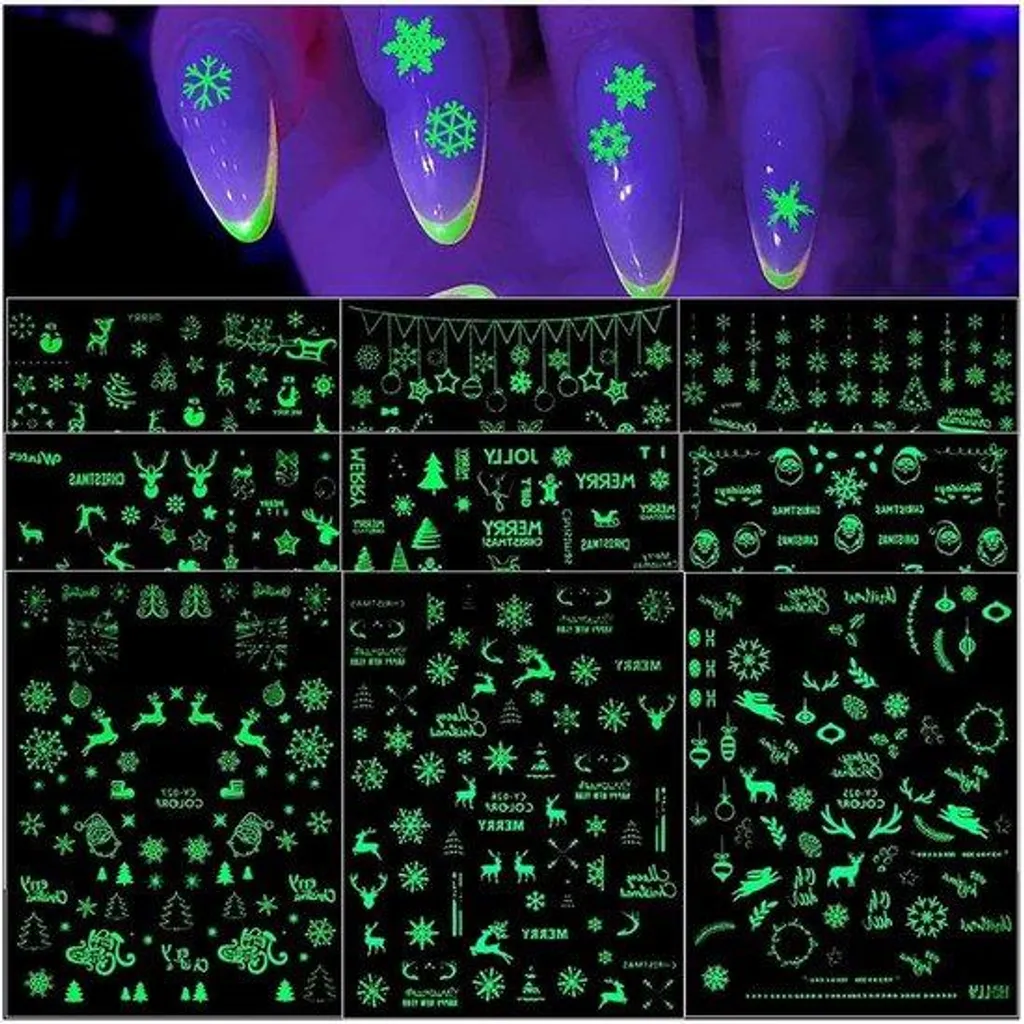 Autocollants 3D à clous lumineux pour décoration de Noël DIY - 50 pièces