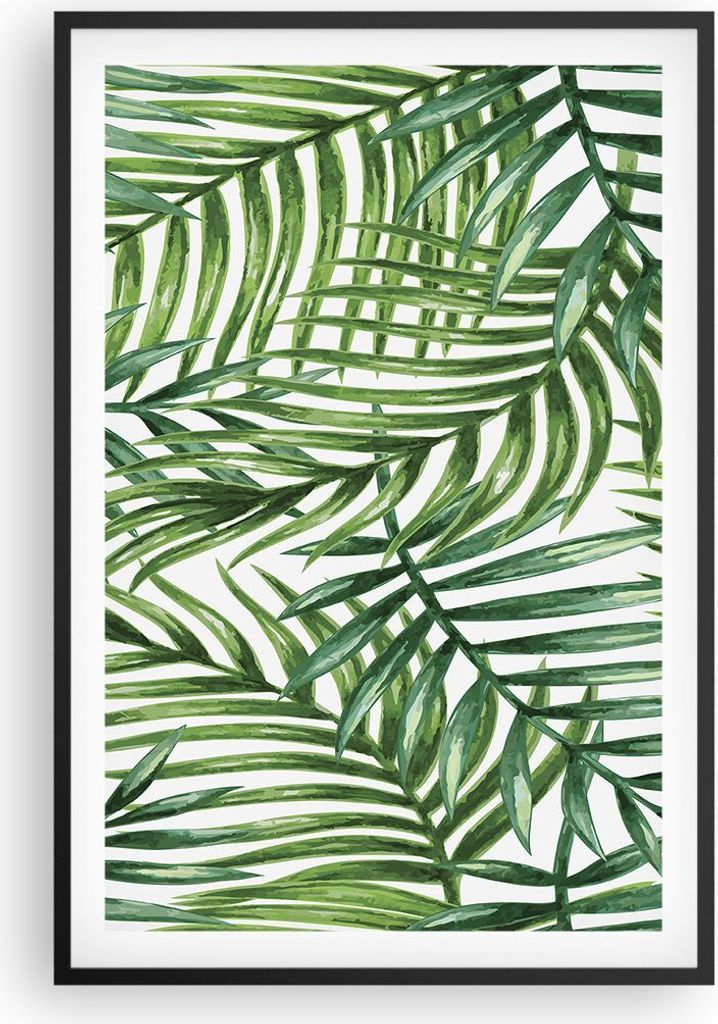 Gerahmtes Poster - Schwarzer Rahmen - Palme Blatt grün - Produktbild 
