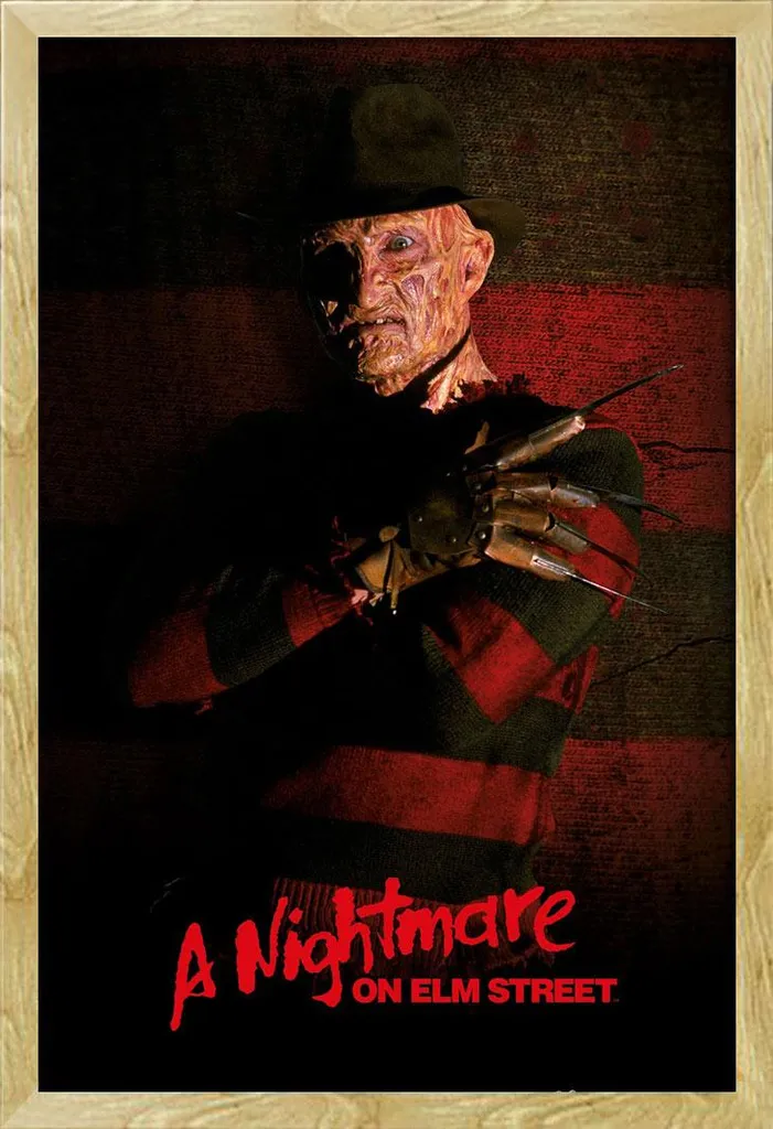Quadro Horror Freddy Krueger Nightmare - Cornice Legno Faggio 61x91