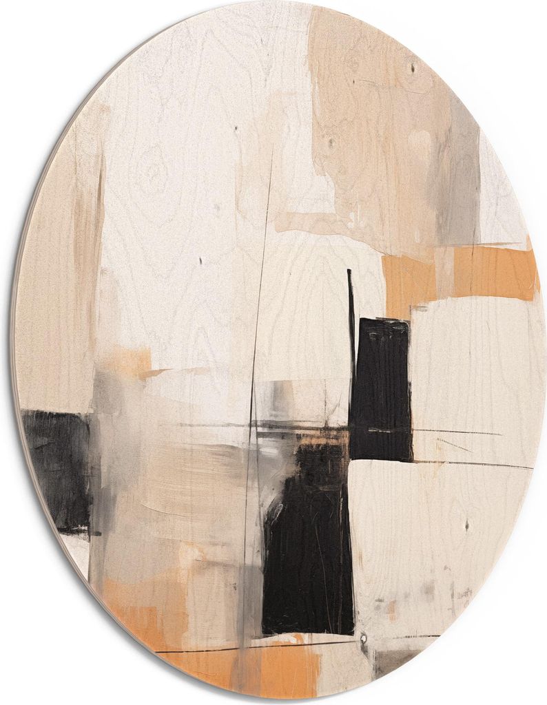 DEQORI Holzbild Ø 50 cm 'Sandige Komposition' Bild auf Holz Wandbild Kunstdruck