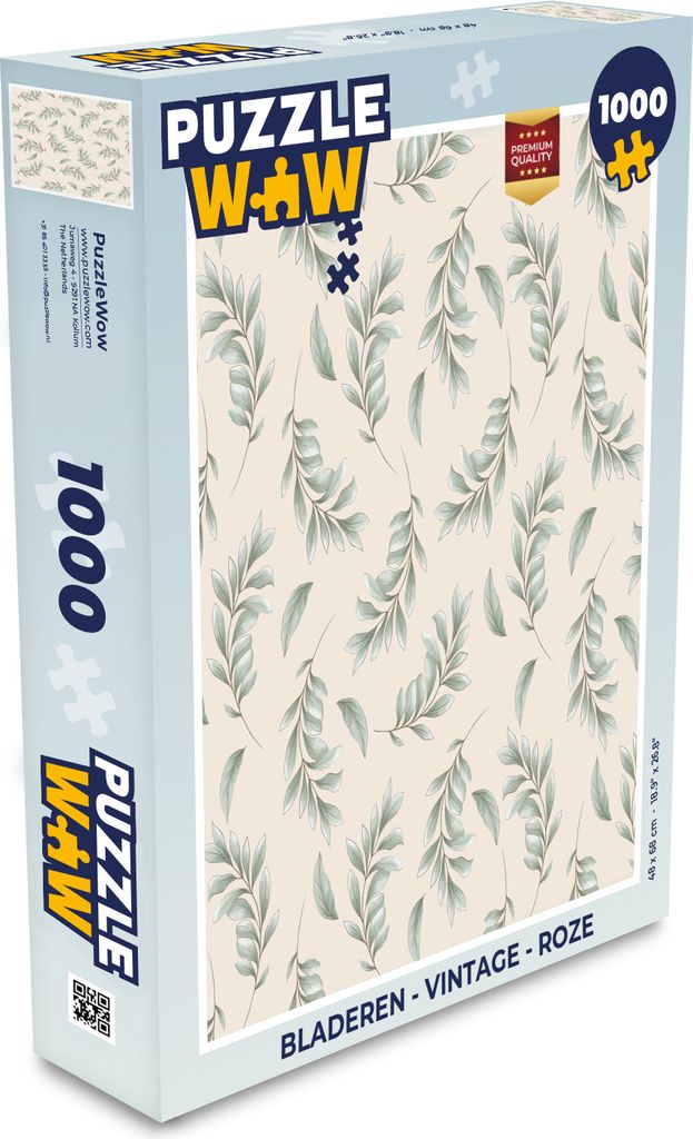 MuchoWow Puzzle 1000 Teile Blätter - Vintage - Rosa - Spielzeug - Alt und Jung - Spiele - Puzzeln