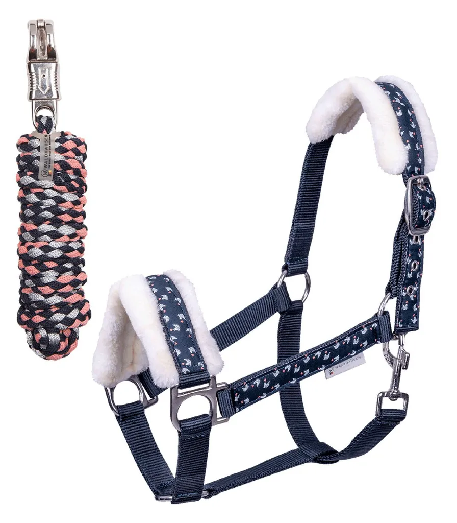 Set Cavezza Waldhausen Lucky VB Blu Notte - Comfort con Ecopelliccia
