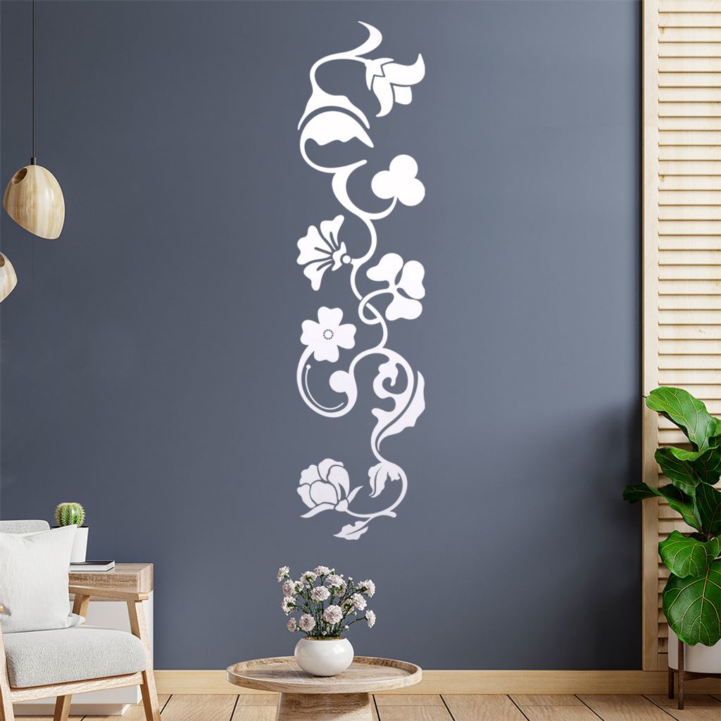 verrschiedene Blüten - Tribal Wandtattoo in 6 Größen - Wandaufkleber Wall Sticker - Dekoration, Küche, Wohnzimmer, Schlafzimmer, Badezimmer
