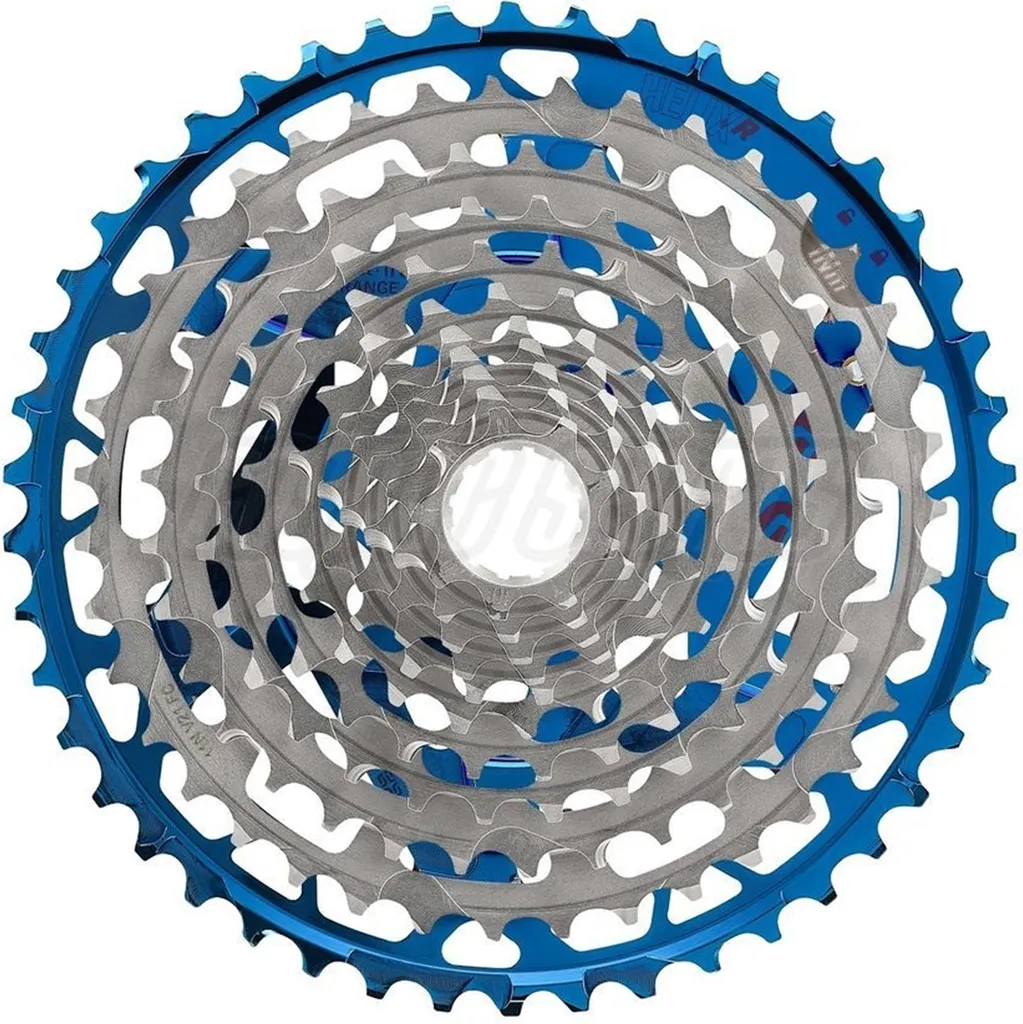 Cassette E-thirteen Helix Race 12s 9-50t Bleu Argent pour VTT Enduro