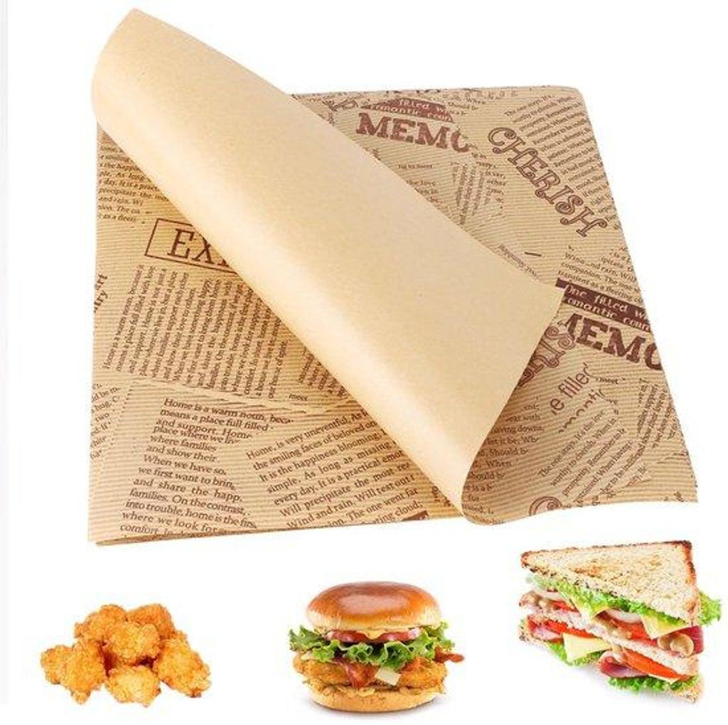 25x25 cm Papierservietten für Burger, Sandwich und Fries, aus Papier, für Mandjes, 100 Blätter