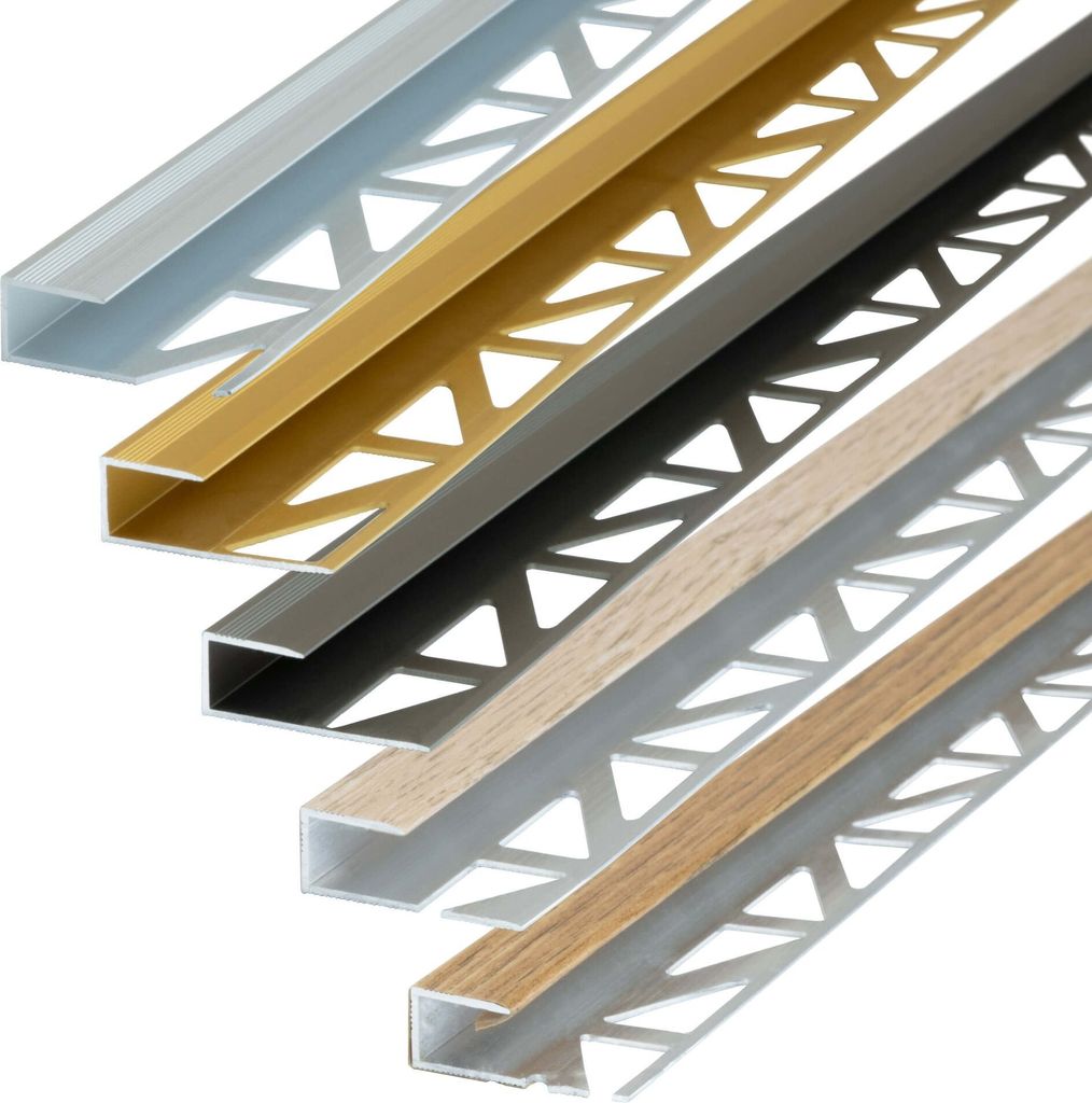 Dalsys Übergangsprofil Abschlussprofil 100cm für 8mm Belagsstärke, zum Einfliesen, aus Aluminium, Eiche hell