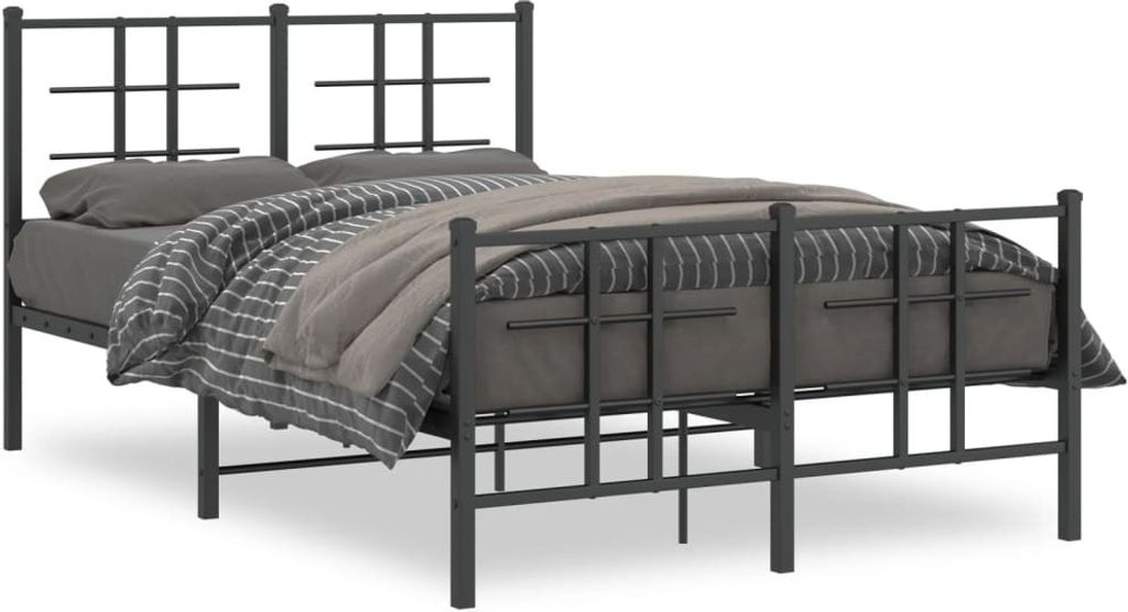 Bettgestell mit Kopf- und Fußteil Metall Schwarz 120x190 cm Produktbild 