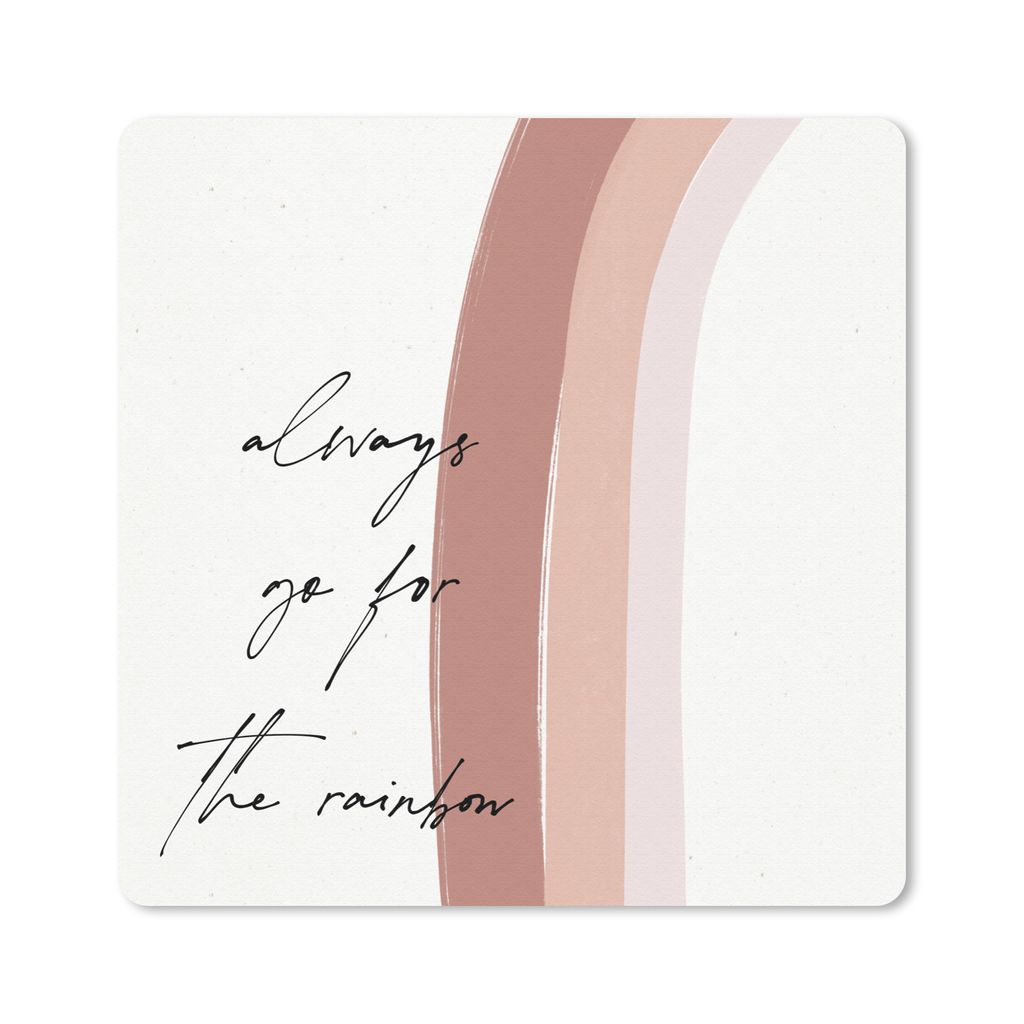 MuchoWow Mauspad Mousepad Regenbogen - Immer auf den Regenbogen zugehen - Zitate - Text 20x20 cm - Mousepads - Maus Mat - Pad - Mausunterlage - D...