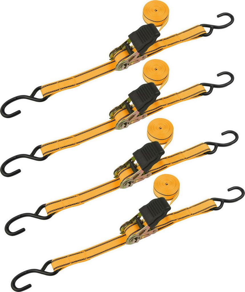 Tolsen Ratschen-Spanngurte, 4-teilig – 25 mm x 5 m, 450 kg Tragkraft, , Industriequalität – Maxami