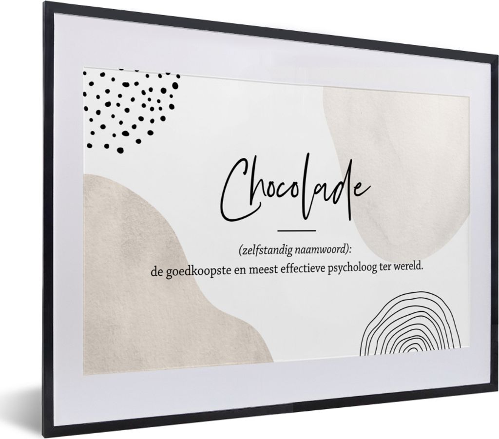 MuchoWow Gerahmtes Poster Sprichwörter - Schokolade - Zitate - Wörterbuch - Definition Schokolade 40x30 cm - Poster mit Schwarzem Bilderrahmen ...
