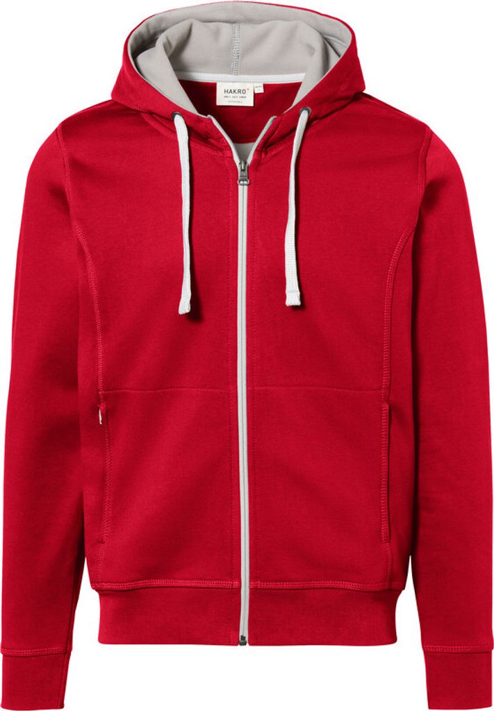 HAKRO Kapuzenjacke Bonded 455, rot/silber, L Produktbild 