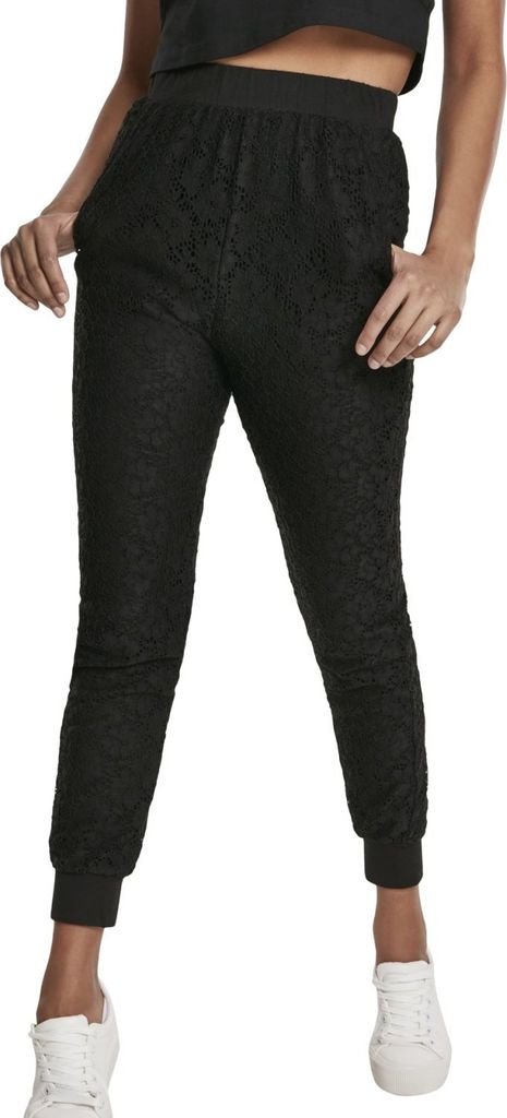 Urban Classics Ladies - Lace Jersey Jog Pants schwarz - XS Produktbild 