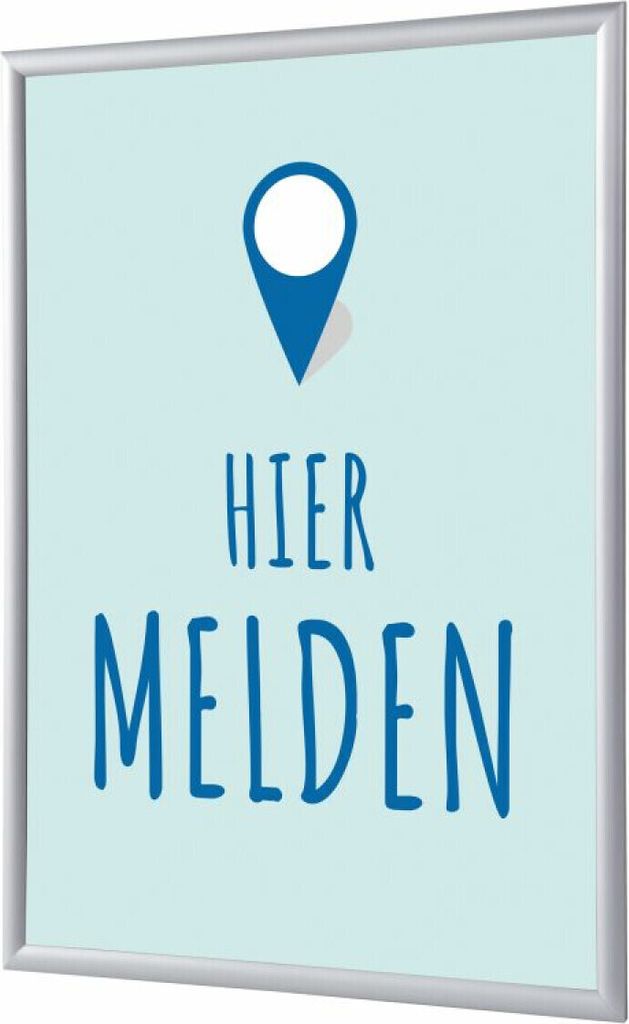 Showdown Klapprahmen - DIN A1 - Komplett-Set - Hier Aanmelden Niederländisch - Blau/Silber