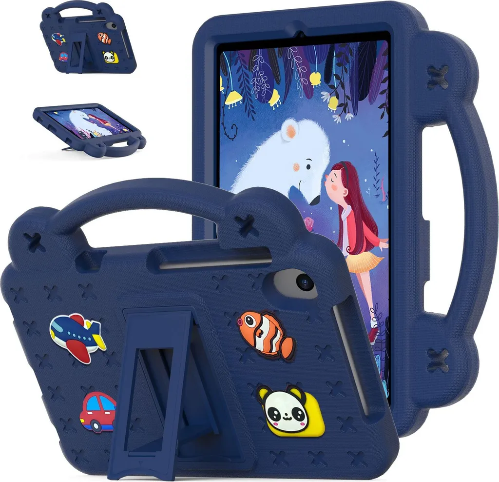 Custodia protettiva per Huawei MatePad T8 8.0" 2020, simpatica custodia per bambini, antiurto con maniglia e supporto Blu scuro
