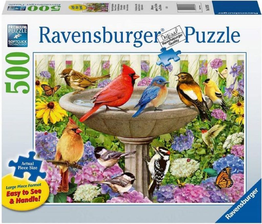 Puzzle Ravensburger Xxl Al Bagno degli Uccelli 500 Pezzi Immagine del prodotto 