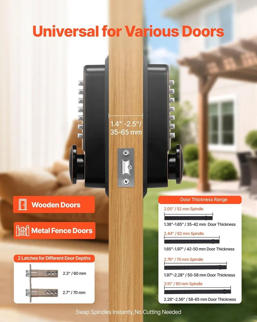 Serrure à Code pour Portail Extérieur sans Électricité Bronze Huilé 2.0