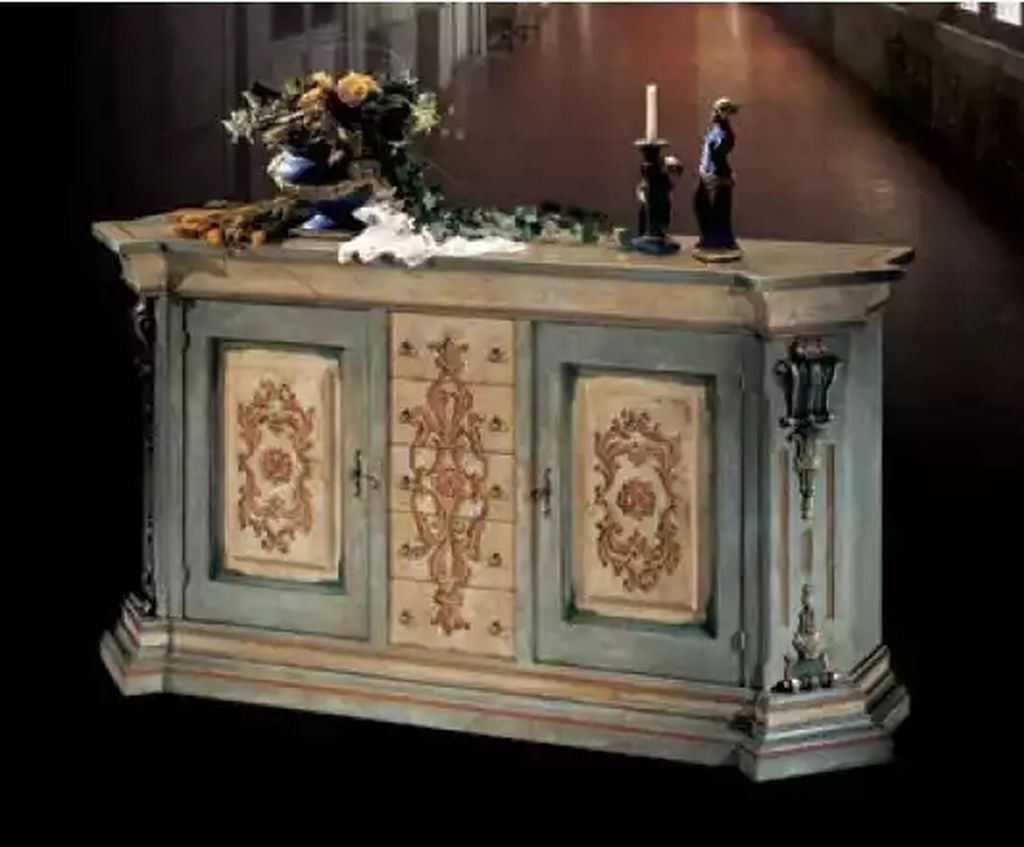 Klassisches Massivholz Sideboard Luxus Kommode Anrichte Wohnzimmer Möbel