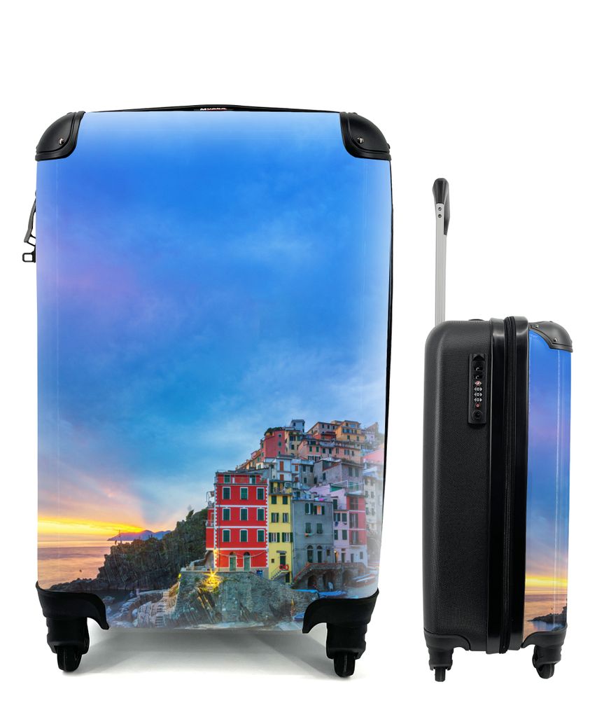MuchoWow Koffer Handgepäck Trolley Rollkoffer Kleine Reisekoffer mit 4 Rollen - Dämmerung in Cinque Terre - Cabin Size < 55x40x23 cm & 55x40x20...