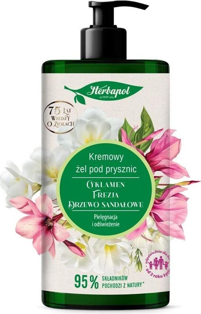 HERBAPOL Cremiges Duschgel - Alpenveilchen, Freesie und Sandelholz, 740 ml
