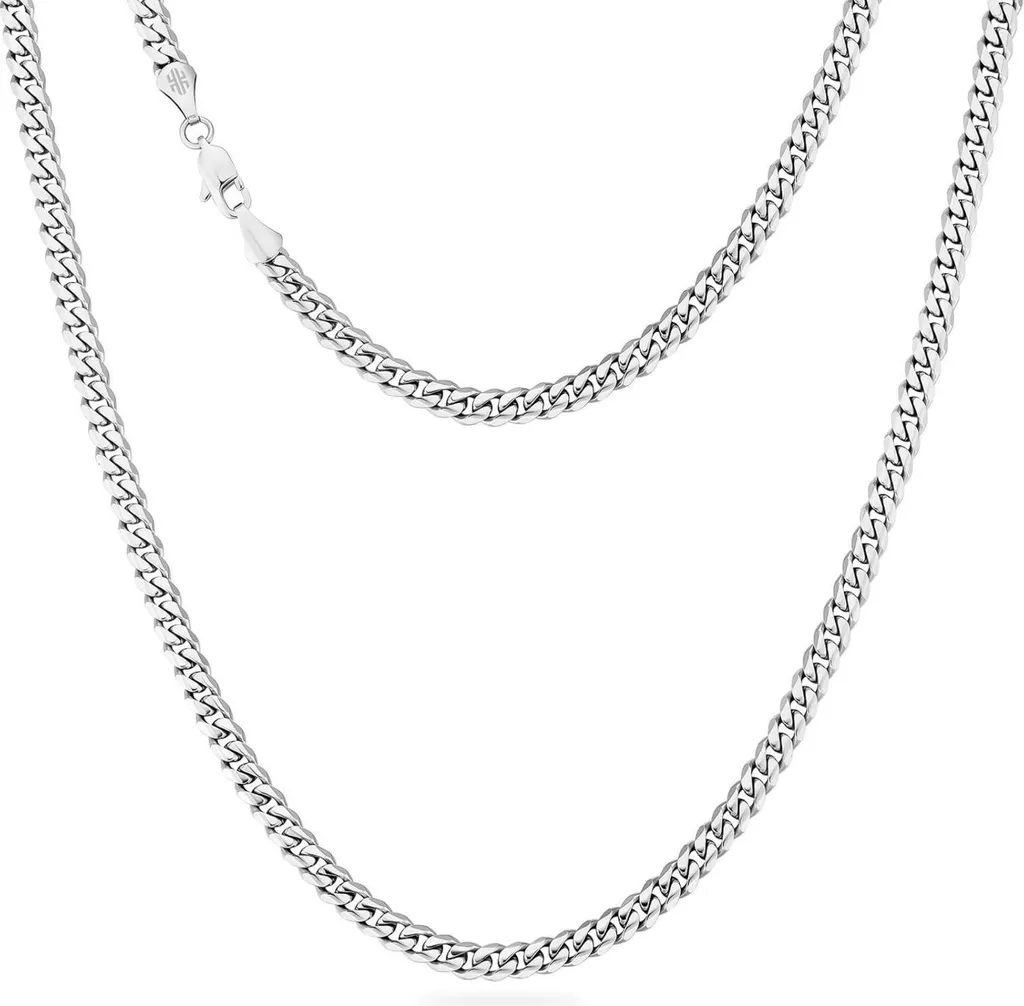 KRKC&CO 5mm Argento Cubano Catena Link 66cm Armato Catena Uomini Acciaio Inox