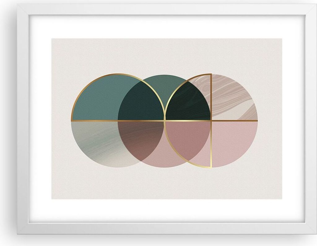 Gerahmtes Poster - Weißer Rahmen - Abstraktion Räder Minimalismus - 40x30 cm - Wand Bild - Wanddeko - Wandbilder - Kunstposter - Wandposter - Bil...