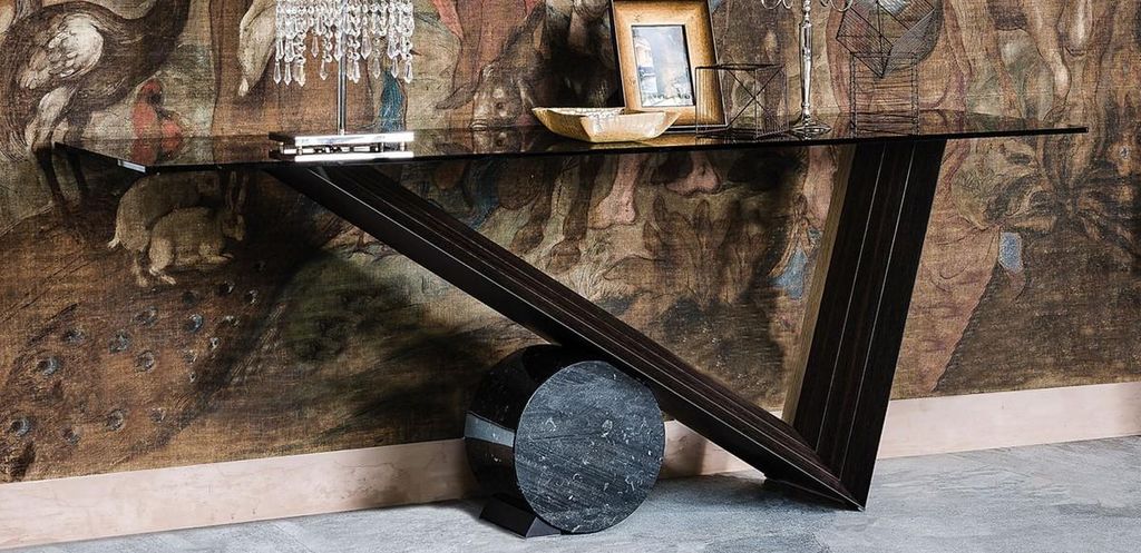 Casa Padrino Designer Konsole Dunkelbraun / Schwarz - Verschiedene Tischgrößen - Konsolentisch mit Glasplatte - Moderne Wohnzimmer Möbel - Luxus...