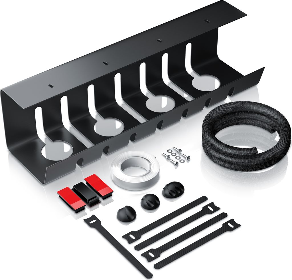 BEARWARE Kabelkanal für Schreibtisch, Untertisch Kabelhalter, Kabelmanagement ohne Bohren (Set), Edelstahl Kabelführung für Zuhause, Büro & Off...