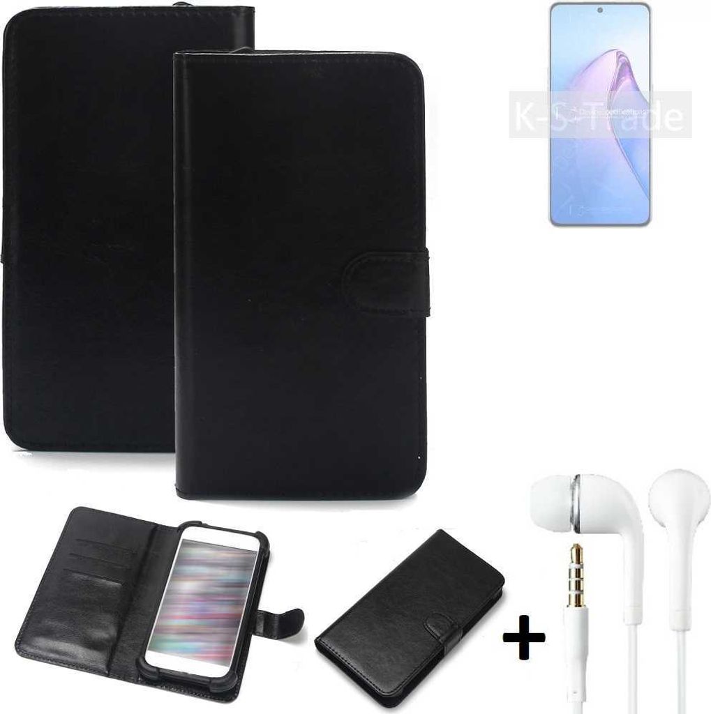 K-S-Trade Wallet Case Handyhülle kompatibel mit Oppo Reno8 Pro Global Schutzhülle Flip cover Flipstyle Tasche Hülle Flipcover Slim Bumper schwarz +