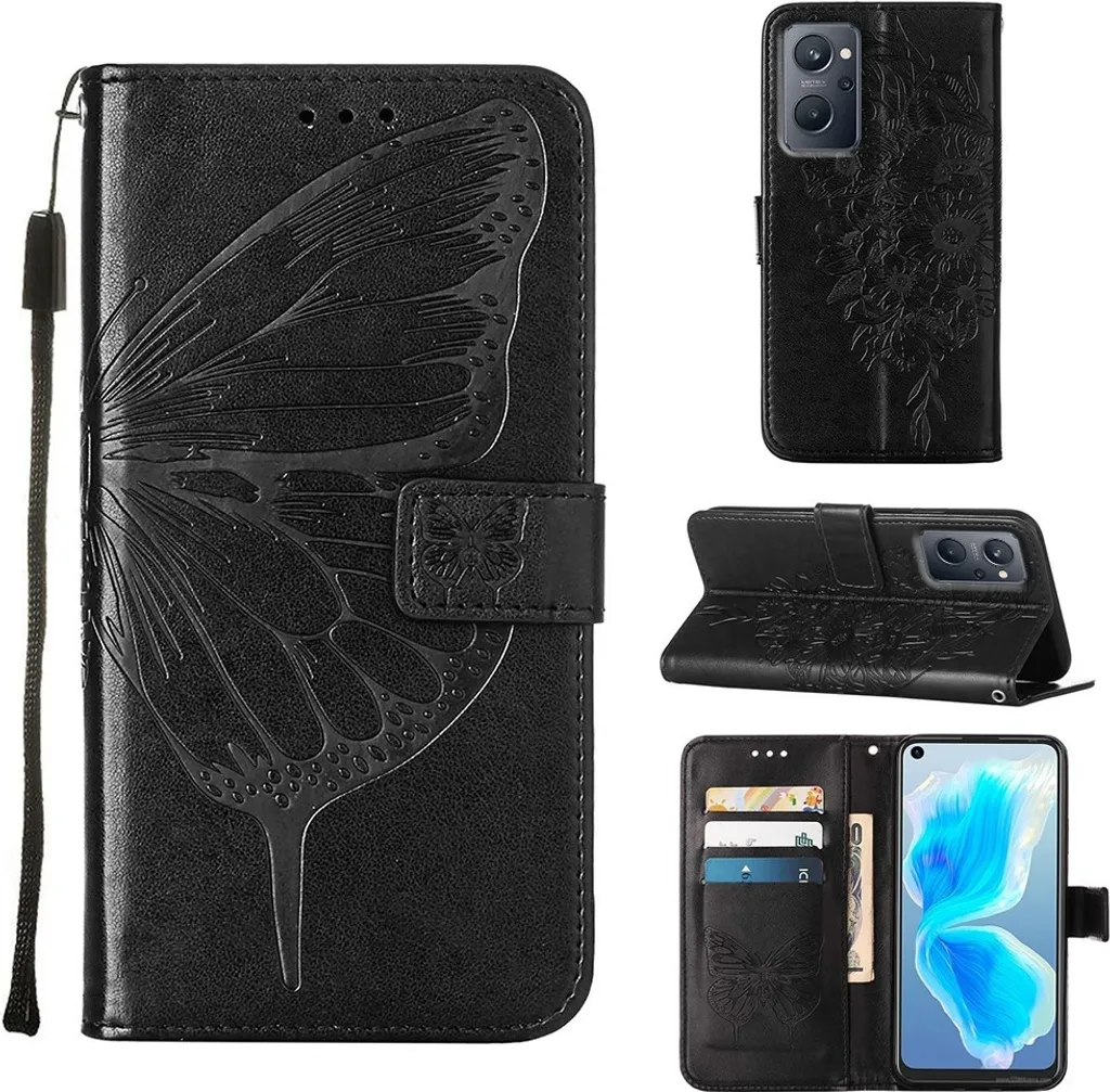 Custodia Regalo Realme 9i Farfalle a Rilievo Nera - Chic
