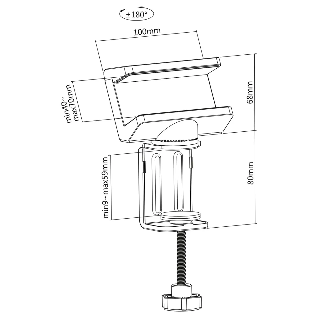 Support de Table pour Multiprise Noir InLine, Fixation à Vis Ajustable