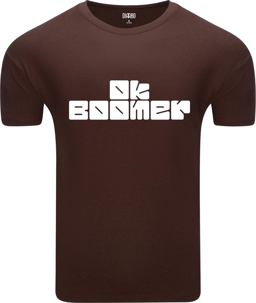 Diarbo Herren T-Shirt mit Lustiger Aufschrift Ok Boomer Braun Gr.L