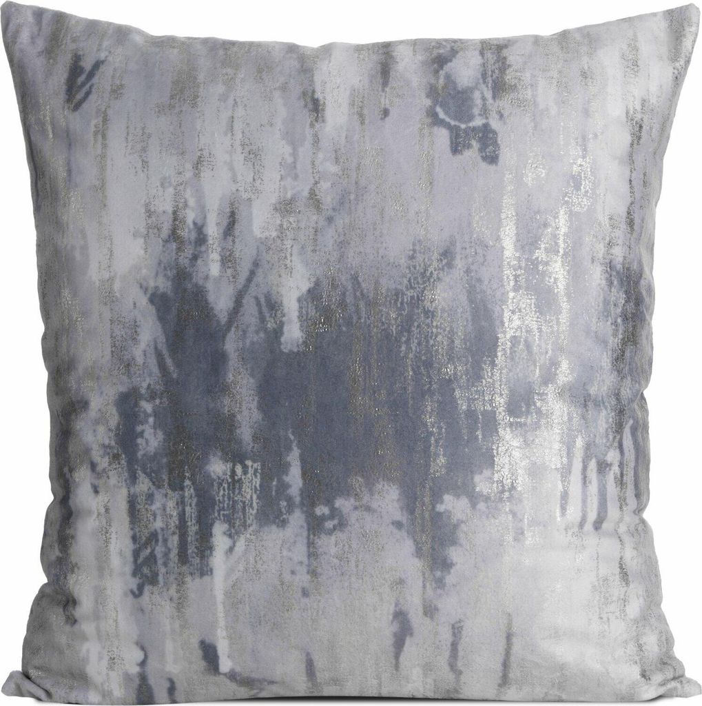 EUROFIRANY | Kissenbezüge - TINA - 45x45 cm - Silber - Weicher Samt - Metallic Druck