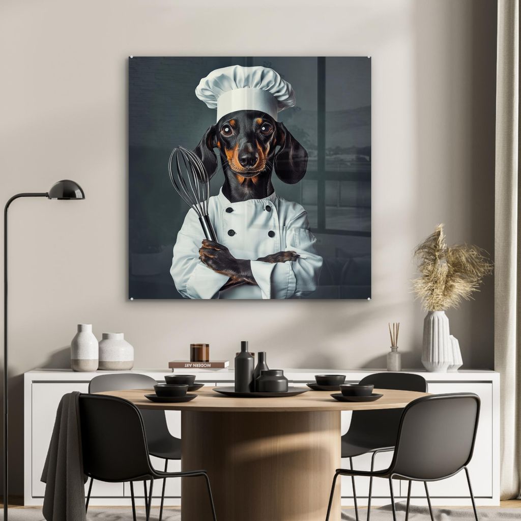 MuchoWow Glasbilder - Bilder auf Wandbild - Foto auf Glas Hund - Garde - Koch 90x90 cm Wanddekoration aus Glas - Acrylglasbild - Acrylbilder - Wand...