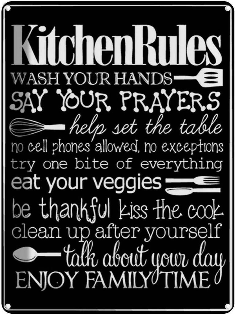 vianmo Blechschild 40x30 cm Kitchen Rules wash your hands