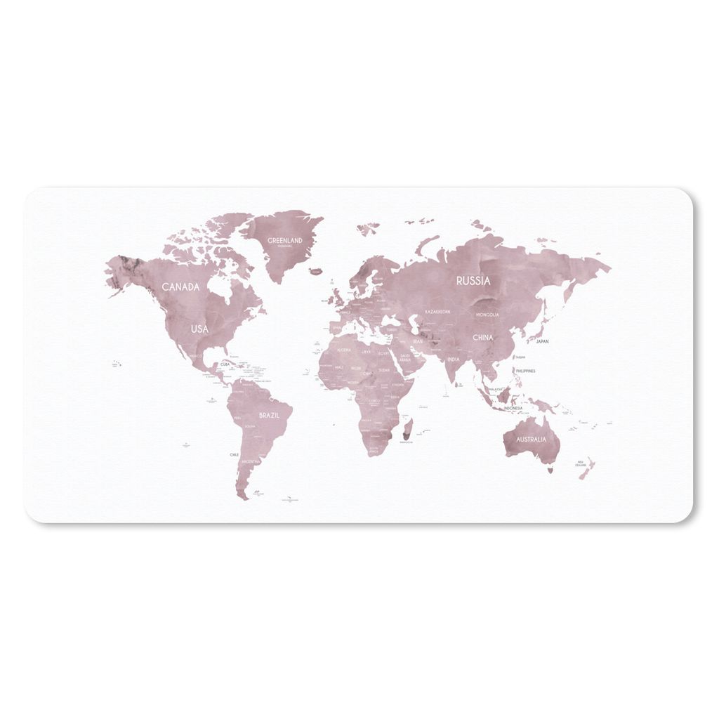 MuchoWow® Mauspad Mousepad Weltkarte - Rosa - Marmor 60x30 Produktbild 