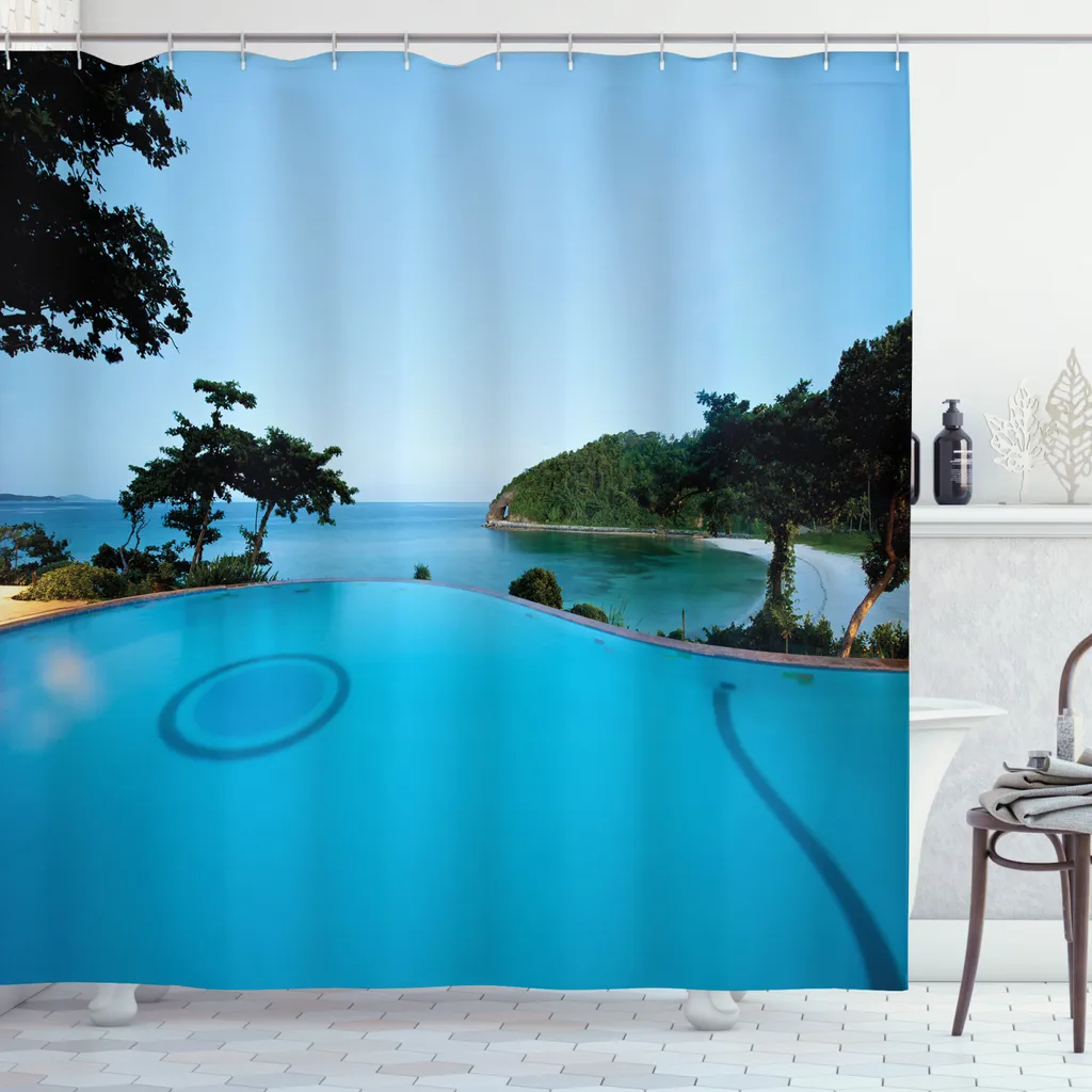 Rideau de douche textile turquoise opaque 175 x 240 cm anti-moisissure