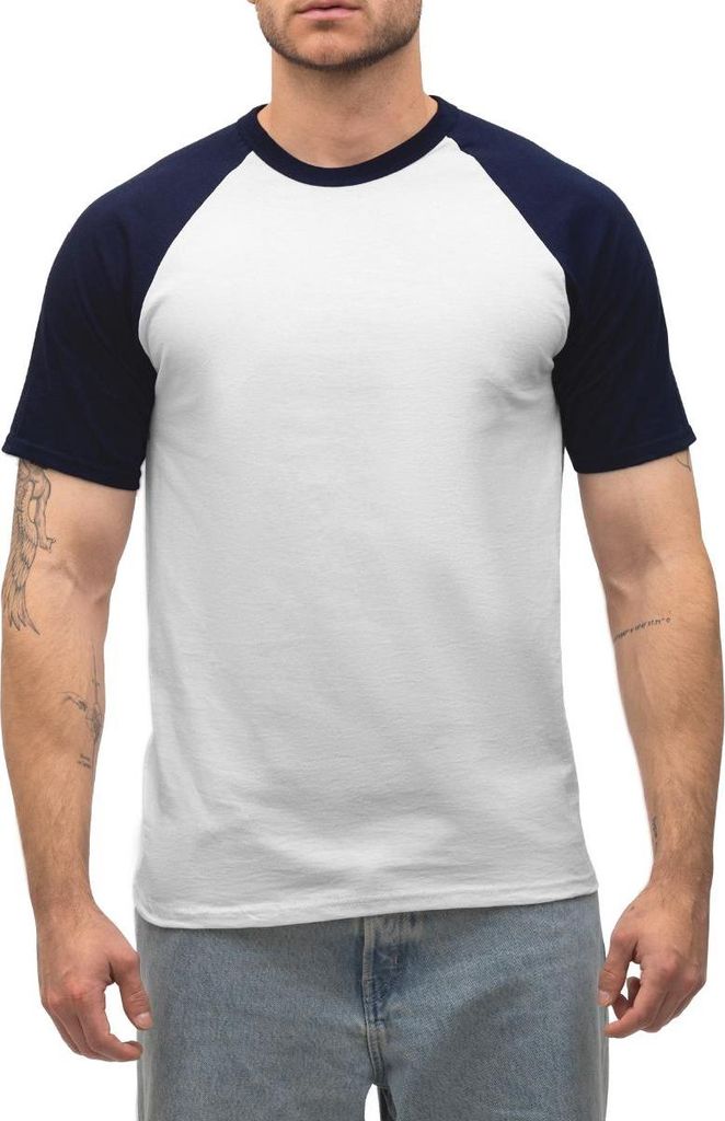 Spreadshirt Popeye Skipping Leg Day Since 1929 Herren Baseball Shirt, XXL, Weiß/Navy