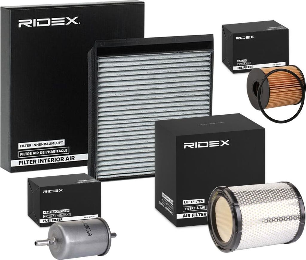 RIDEX Filterset Inspektionspaket Filtersatz passend für PEUGEOT PARTNER Combispace (5F) PARTNER Kasten (5) für CITROËN Berlingo / Berlingo First