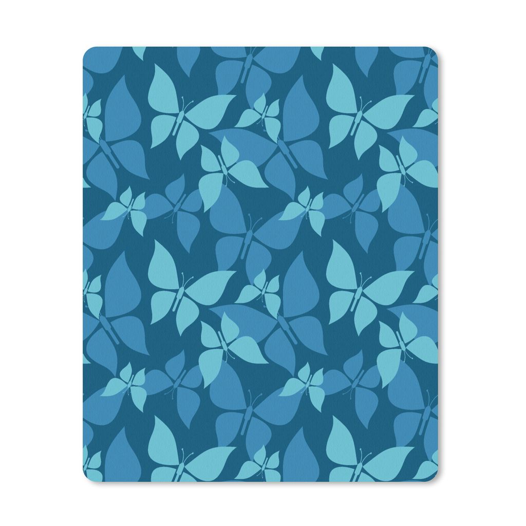 MuchoWow Mauspad Mousepad Schmetterlinge - Muster - Blau 30x40 cm - Mousepads - Maus Mat - Pad - Mausunterlage - Mausmatten
